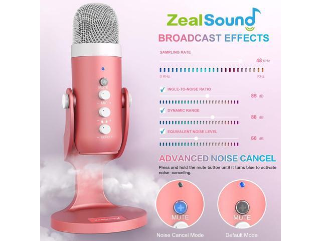 ZealSound USB Microphone,Condenser Computer Mic,Plug & Play Gaming Microphones for PS 4 & 5.Headphone Output & Volume Control,Mic Gain Control,Mute...