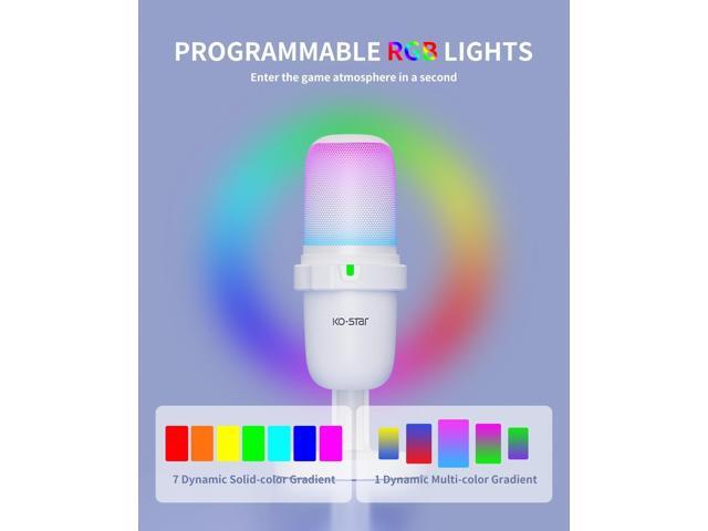 USB Microphone for PC,White Mini MicrophoneComputer Gaming Mic for PS4/ PS5/ Mac,Condenser Mic with Quick Mute,RGB Streaming...