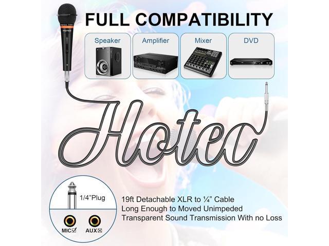 HOTEC Premium Vocal Dynamic Handheld Microphone with 19ft Detachable XLR Cable and ON/Off Switch (Metal Black) (H-W07)