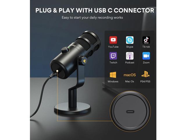 MAONO USB Dynamic Microphone, Podcast Recording Microphone with Gain Knob, Plug & Play, Metal Structure, Voice-Isolating Technology, Cardioid...