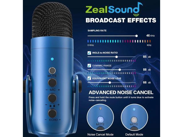 ZealSound USB Microphone,Condenser Gaming Mic for Phone/Laptop/PC/PS4/5/Computer,Microphone with Gain Knob,LED Mute,Monitor Volume Adjustment,Stand...