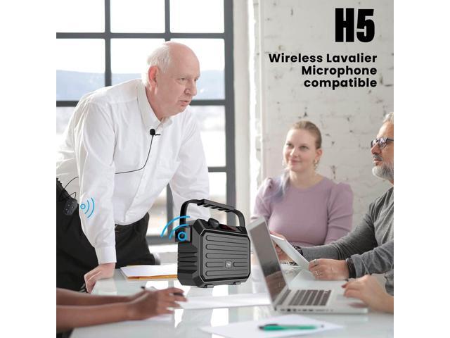 Wireless PA System with Wireless Headset Microphone Lavalier Lapel Microphone Transmitter, 30W Wireless Voice Amplifier Portable Megaphone...