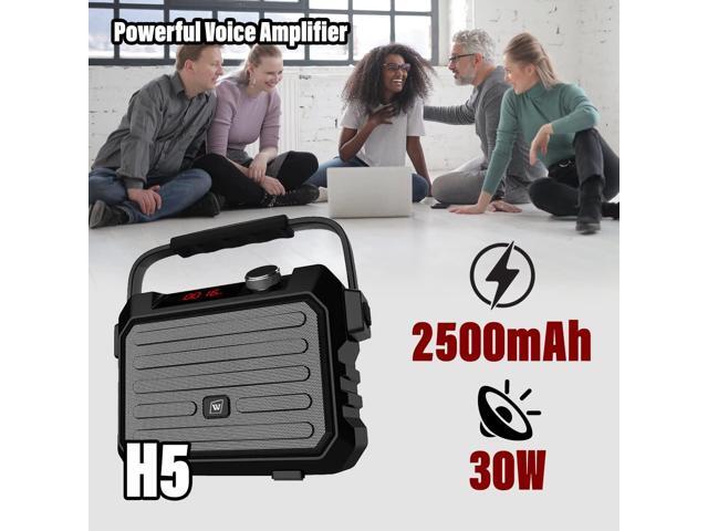 Wireless PA System with Wireless Headset Microphone Lavalier Lapel Microphone Transmitter, 30W Wireless Voice Amplifier Portable Megaphone...