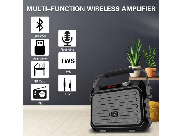 Wireless PA System with Wireless Headset Microphone Lavalier Lapel Microphone Transmitter, 30W Wireless Voice Amplifier Portable Megaphone...