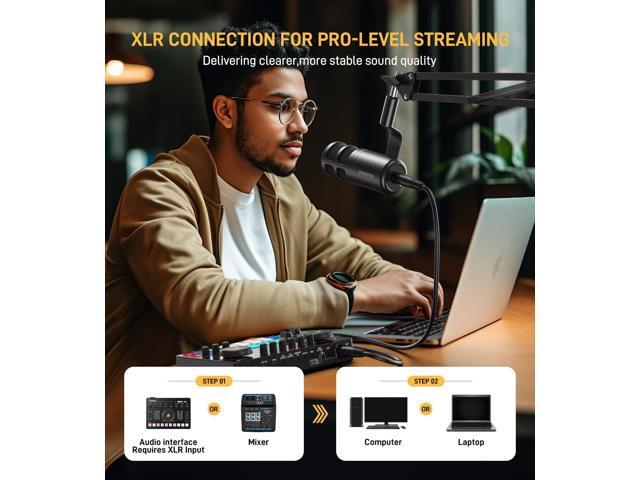 MAONO XLR Podcast Dynamic Microphone, Cardioid Studio Mic with Boom Arm for Vocal Recording,Streaming,Gaming, Voice Isolation Technology, Metal...