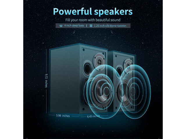 BESTISAN 4 Inch Powered Bookshelf Speakers with Deep Bass, Bluetooth 5.0 Studio Monitor Speakers, 2.0 Neared Field Audio Speakers with 2 RCA Line...