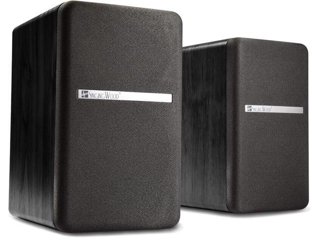 SINGING WOOD T25 Passive 2 Way Bookshelf Speakers 60 Watts (30W x 2) with preinstalled Wall Mount Bracket- Beech Wood Finish, Pair - Receiver or...