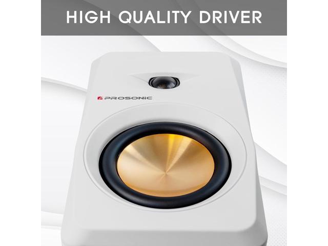 Active Bluetooth Bookshelf Speaker Studio Monitor Home Theater, Optical Input, Coaxial Input, 2 x RCA Aux Input, 30 Watts x 2 (White)