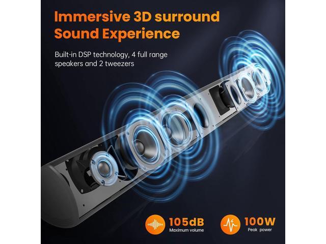 100Watt 40 Inch Soundbar, BESTISAN Sound Bar Wireless and Wired Audio Bluetooth 5.0 TV Speakers with HDMI-ARC Function (2023 Beef UP Version, DSP...