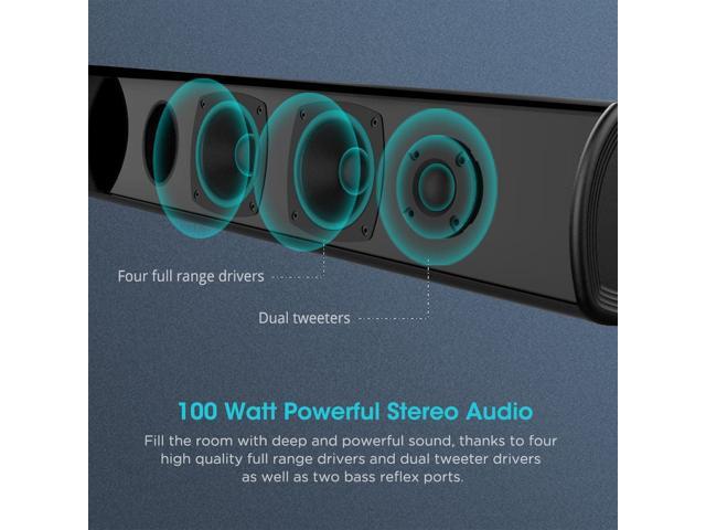 BESTISAN 100 Watt 40 Inch TV Sound Bar, Home Theater System Wired and Wireless Soundbar Speaker(Bluetooth 5.0, 105dB, Dsp Audio, Bass Adjustable,...
