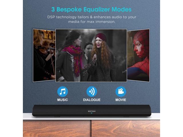 BESTISAN 100 Watt 40 Inch TV Sound Bar, Home Theater System Wired and Wireless Soundbar Speaker(Bluetooth 5.0, 105dB, Dsp Audio, Bass Adjustable,...