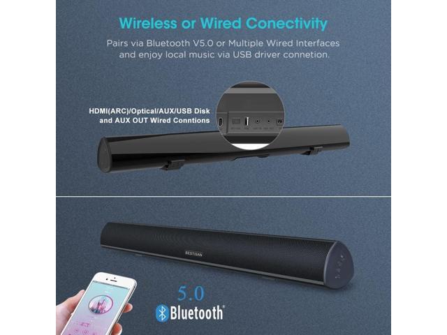 BESTISAN 100 Watt 40 Inch TV Sound Bar, Home Theater System Wired and Wireless Soundbar Speaker(Bluetooth 5.0, 105dB, Dsp Audio, Bass Adjustable,...