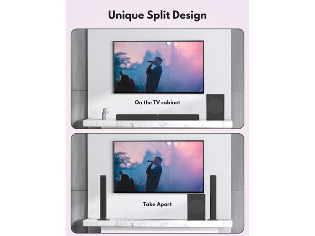 2 in 1 Separable Sound Bar for Smart TV with Subwoofer, Bluetooth 5.0 Surround Sound System for Home Theater, ARC/Optical/Aux/USB TV Speaker,...