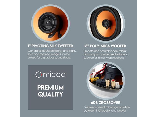 Micca M-8C 2-Way in-Ceiling Round Speaker, 9.4' Cutout Diameter, Whole House Audio, Home Theater, Indoor or Covered Outdoor, 8' Woofer, 1' Tweeter,...