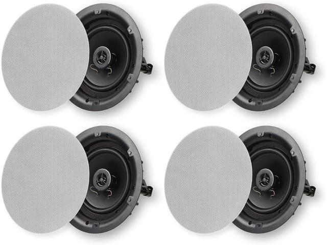 Micca 6.5' 2-Way in Ceiling or Wall Round Speakers, 4 Pack, 6.5 Inch Woofer, 8' Cutout Diameter, Low Profile Rimless Design, for Indoor Rooms or.