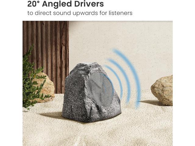 Theater Solutions 2R8G Outdoor Granite 8' Rock 2 Speaker Set for Deck Pool Spa Yard Garden
