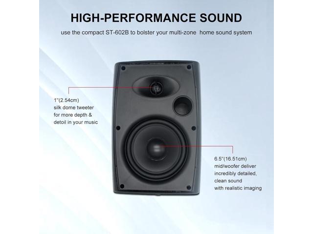 STUDIOFINIX 6.5 Inch 400W Outdoor Speakers Wired Waterproof Passive with Powerful Bass, Wall Mount Speakers for Patio Garden Poolside Home(Pair,Black)