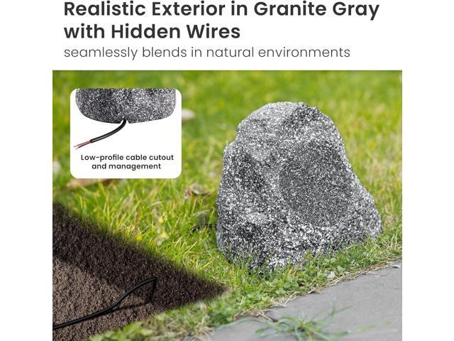 Theater Solutions 4R4G Outdoor Granite Rock 4 Speaker Set for Deck Pool Spa Patio Garden