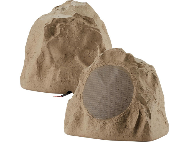 Theater Solutions 2R8S Outdoor Sandstone 8' Rock 2 Speaker Set for Deck Pool Spa Yard Garden