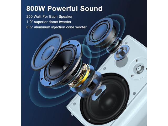STUDIOFINIX 6.5 Inch Passive Indoor Outdoor Speakers Wired Waterproof with 800Watts, Wall Mount Speaker,for Patio,Covered Porch,Deck,Poolside(4...