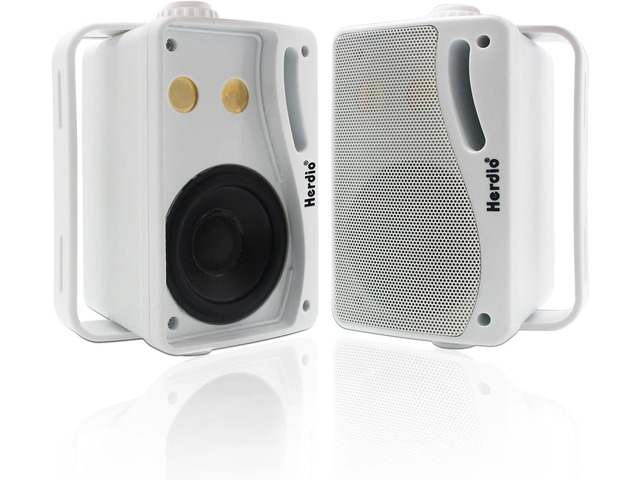 Herdio 3.5 Inch Passive Outdoor Speakers Wired Waterproof, 200W 3 Way Premium Mountable Wall Mount Speakers with Superior Sound, All-Weather...