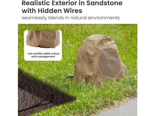 Theater Solutions 4R4S Outdoor Sandstone Rock 4 Speaker Set for Yard Patio Pool Spa