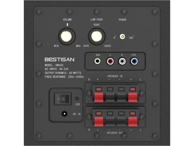BESTISAN 6.5 Subwoofer, Powered Home Audio Sub woofer with Deep Bass in Compact Design, for Studio and Home Theater, Black,SW65C