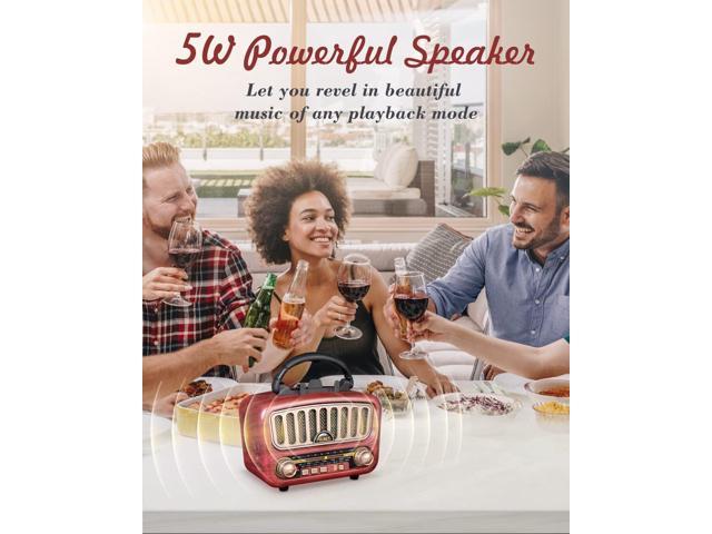 PRUNUS J-180 Vintage Retro Radio Bluetooth Speaker with Stereo Sound, AM FM Radio Portable with Loud Volume, BT5.0, TF Card & MP3 Player,...