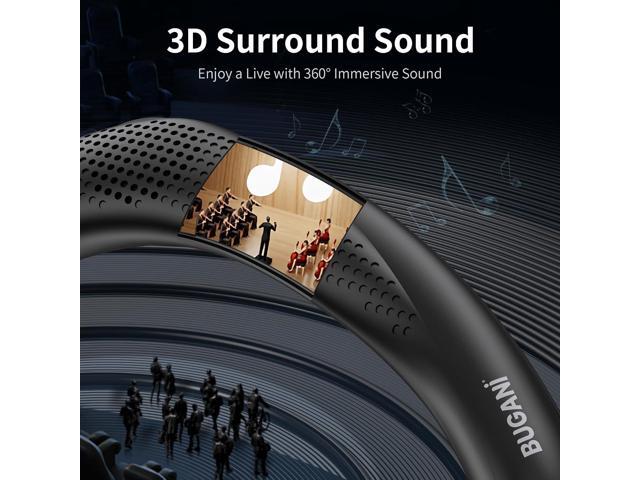 BUGANI Neckband Bluetooth Speaker, Wireless Neck Speaker True 3D Stereo Sound, Lightweight Personal Body Speakers with 24H Playtime, Waterproof...