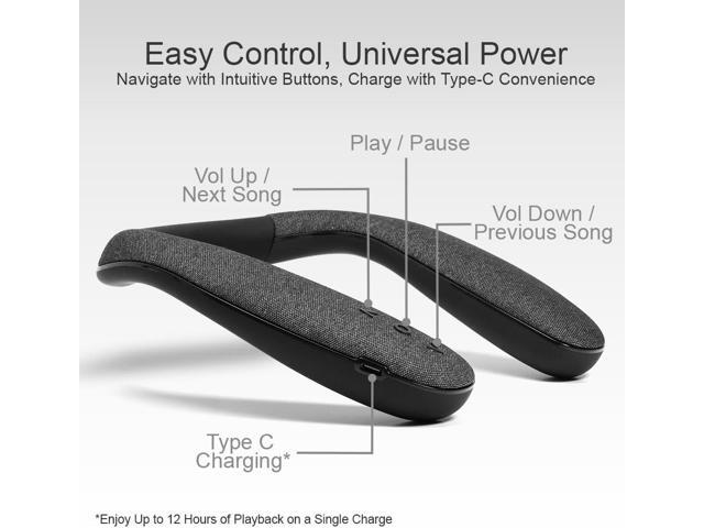 HomeSpot JY508 Wireless Neckband Speaker - 3D Stereo Sound, 12 Hrs Play Time, Low Latency for Gaming/TV, Type-C Quick Charging, Wearable Speaker...