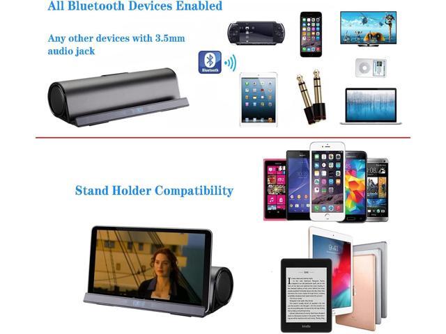 Wireless Bluetooth Speakers, Portable Phone Tablet Stand Holder Speaker, Dual Drivers Stereo Dock Speaker for iPad, Phone, Outdoor, Travel, Home...