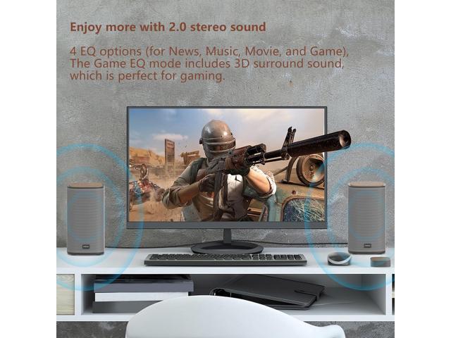 KEiiD Bluetooth Computer Speakers with Wireless Touch Control Pod for PC Laptop/Desktop Wireless Stereo Gaming Speakers, 4 EQ Modes, Aesthetic...