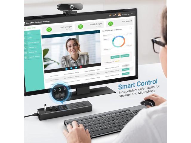 3 in 1 USB Computer Speaker with Microphone, PC Laptop Conference Speaker with Mic for Smart Home Office and Online Study360 Degree Enhanced Voice...