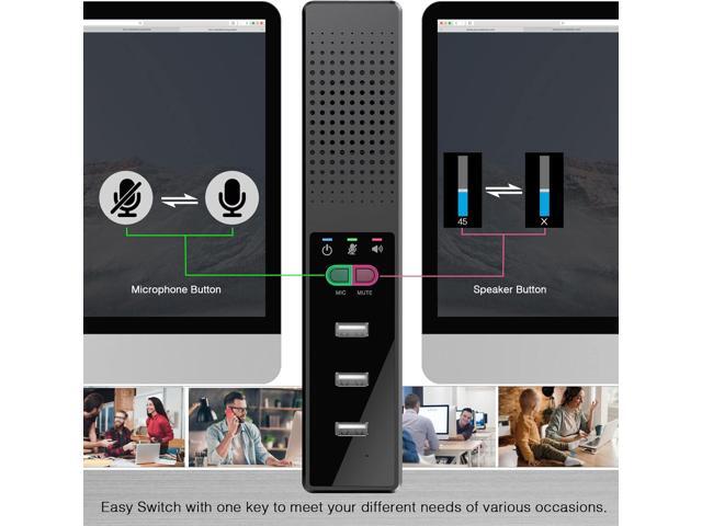 3 in 1 USB Computer Speaker with Microphone, PC Laptop Conference Speaker with Mic for Smart Home Office and Online Study360 Degree Enhanced Voice...