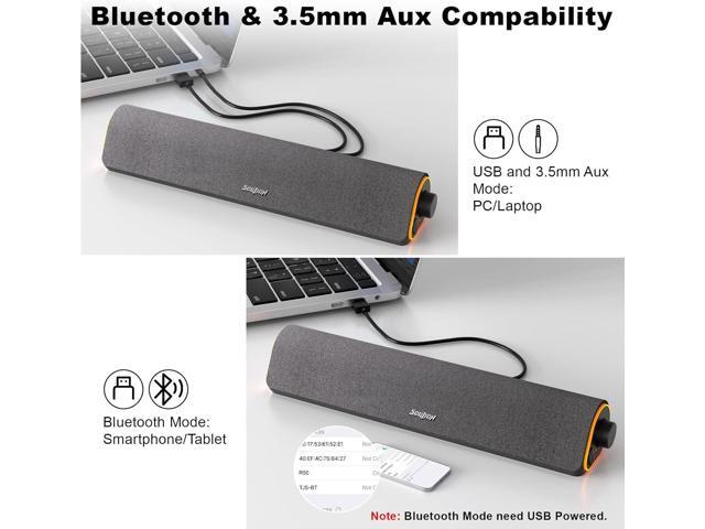 SOULION R50 Bluetooth Computer Speakers, 3.5mm PC Sound Bar for Desktop Monitor, Wired USB Powered & Colorful LED Lights with Switch Button,...