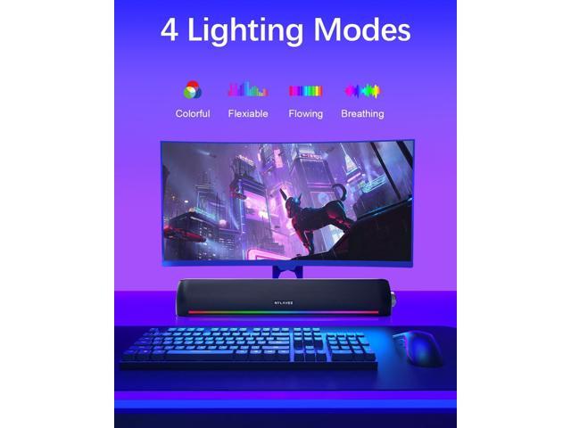 Computer Speakers, Hi-Fi Sound Quality Computer Sound Bar, Bluetooth 5.0 & 3.5mm Wired PC Speakers with 4 Dynamic Lighting Modes, USB Powered...