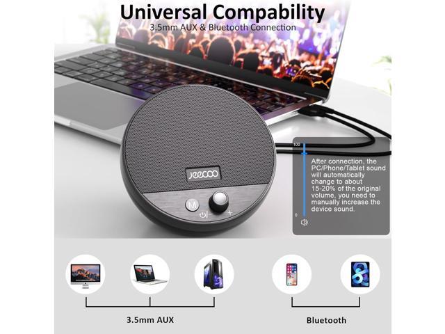 Jeecoo A10 USB Plug-N-Play Laptop Speakers Bluetooth Computer Speakers with Small & Portable, Easy-Access Volume Knob, Small Speaker with 3.5mm AUX...