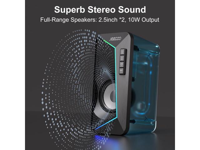 Jeecoo M30 Bluetooth Computer Speakers, RGB PC Gaming Speakers for Desktop with Crisp Stereo Sound, Dynamic LED Modes, Easy-Access Control, 10W -...