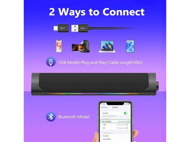 USB Computer Speakers for Desktop Pc,Bluetooth PC Speakers with Headphone Output,2 Ways Connect USB Powered Wired Speakers for Windows,Linux,Mac...