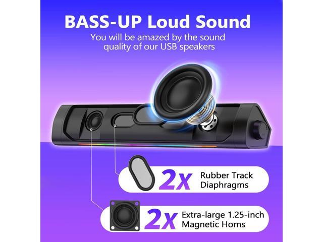 USB Computer Speakers for Desktop Pc,Bluetooth PC Speakers with Headphone Output,2 Ways Connect USB Powered Wired Speakers for Windows,Linux,Mac...