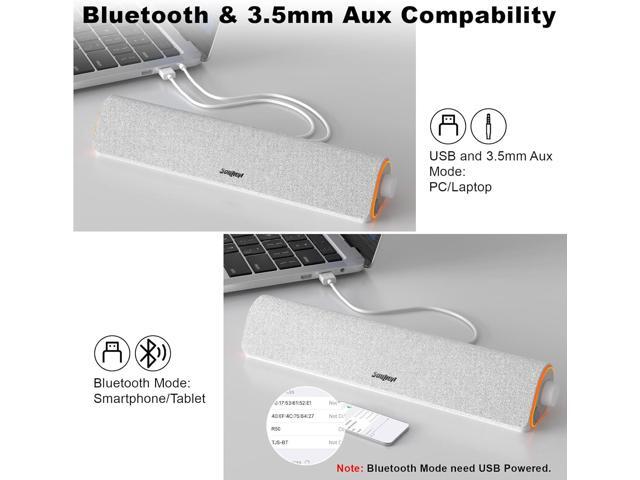 R50 Bluetooth Computer Speakers for Desktop PC Monitor White,Wired USB Powered 3.5mm Aux PC Speakers Sound Bar,4 Modes LED Lights with Switch...