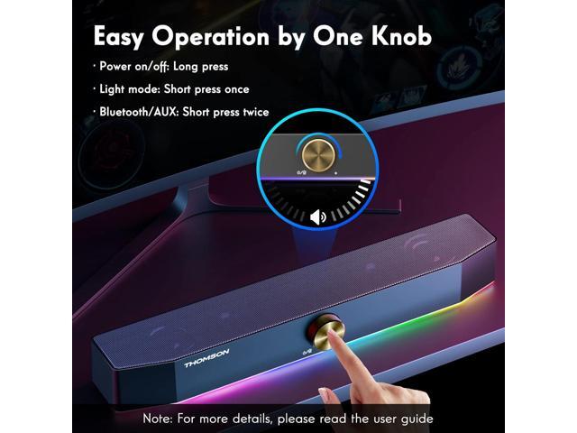 Thomson Computer Speakers, Bluetooth Computer SoundBar, Dynamic RGB PC Speakers with 10W Stereo Sound, 3.5mm Aux-in Connection, USB Powered...