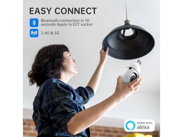 Light Bulb Security Camera 2 Packs, 5G & 2.4GHz 2K Security Cameras Wireless Outdoor 360° PTZ Cameras for Home Security with Color Night Vision, 2...