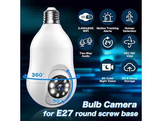Noahcam Light Bulb Security Cameras Wireless Outdoor 5g, 2K Lightbulb Cameras for Home Security Outside, Eagle Eye Camera 360 for E27 Light Skoct...