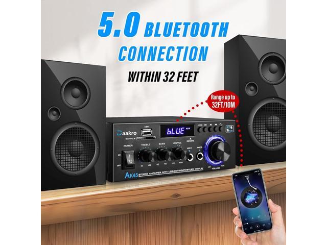 Daakro AK45 Stereo Audio Amplifier,300W Home 2 Channel Wireless Bluetooth 5.0 Power Amplifier System, Home Amplifiers FM Radio, USB, SD Card, with...