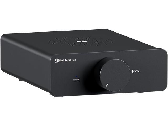 Fosi Audio V3 Stereo Amplifier Home Audio 300 Watts x2 Power TPA3255 Class D Mini Speaker Amp 2 Channel Audio Component for Passive Bookshelf Tower.