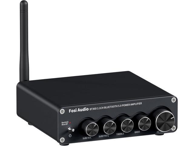Fosi Audio BT30D Bluetooth 5.0 Stereo Audio Receiver Amplifier 2.1 Channel Mini Hi-Fi Class D Integrated Amp 50 Watt x2+100 Watt for Home Outdoor...
