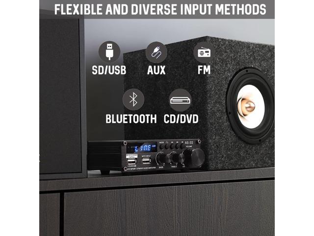 Sunbuck Mini Amplifier, Stereo Receivers for Home Stereo System, 2 Channel Stereo Amplifier with RCA/USB/FM, Bluetooth Receiver Amplifier, Home...