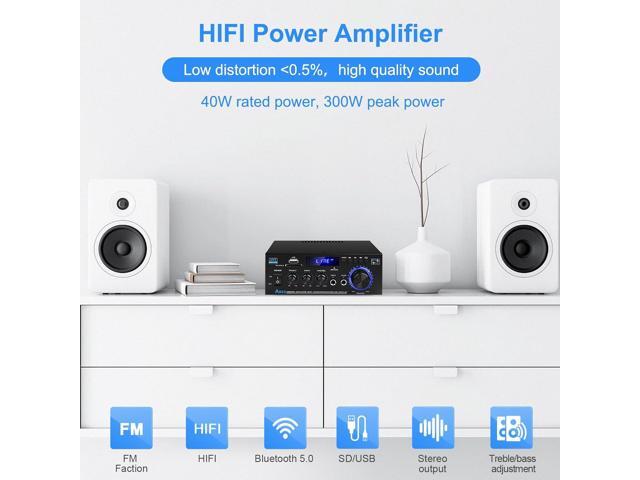 Audio Amplifier Receivers-AK45 Bluetooth 5.0 HiFi Stereo Mini Power Amplifier RMS 40W x 2 Max. 400W 2.0 Channel Home Theater Audio Components...