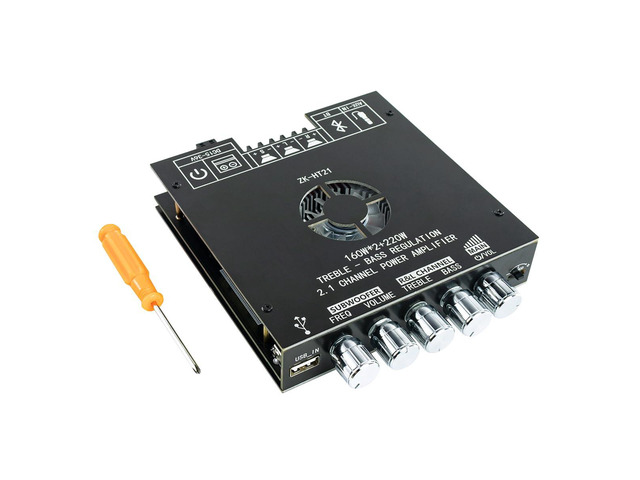 ZK-HT21 TDA7498E Bluetooth Amplifier Board 160W×2+220W Subwoofer 2.1 Channel Audio Receiver Power Amplifier Module with Treble and Bass Control for...